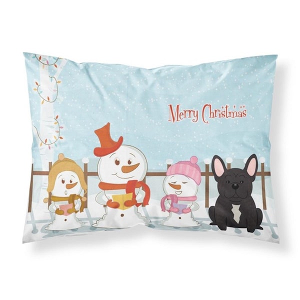 Carolines Treasures Carolines Treasures BB2340PILLOWCASE Merry Christmas Carolers French Bulldog Brindle Fabric Standard Pillowcase; 20.5 x 0.25 x 30 in. BB2340PILLOWCASE - main